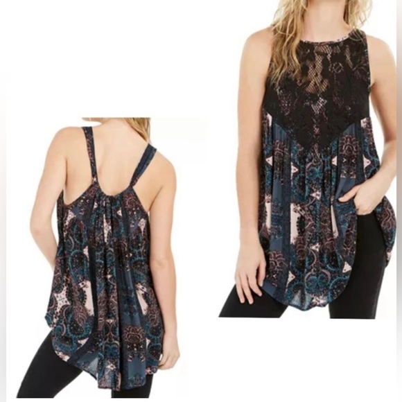 Free People Count Me in Trapeze Mini Dress Top Size Small - Picture 2 of 6